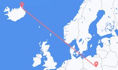 아이슬란드 토르쇼픈에서 출발해 폴란드 라돔에게(으)로 가는 항공편