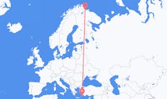 Vluchten van Kirkenes, Noorwegen naar Rhodos, Griekenland