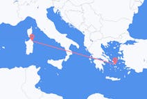 ギリシャのミコノス島からから、イタリアのオルビアまでのフライト
