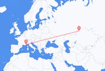 Flyreiser fra Kostanaj, Kasakhstan til Nice, Frankrike