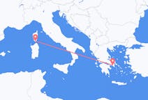 Vluchten van Athene, Griekenland naar Figari, Frankrijk