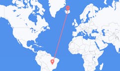 航班从巴西巴西利亚市到阿克雷里市，冰岛塞尔