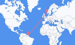 Flyreiser fra Cayenne, Frankrike til Stavanger, Norge