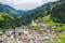 photo of an aerial view of Grossarl town (Großarl) in Grossarl valley, alpine mountains, Austria.