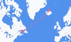 Vluchten van de stad Les Îles-de-la-Madeleine, Québec, Canada naar de stad Akureyri, IJsland