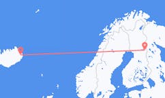 Fly fra byen Kuusamo, Finland til byen Egilssta?ir, Island