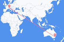 Flyrejser fra Canberra til Milano