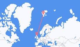 Flüge von Schottland nach Spitzbergen und Jan Mayen