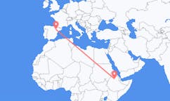 Vluchten van Lalibela, Ethiopië naar Zaragoza, Spanje