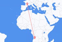 Flyg från Huambo, Angola till Carcassonne, Frankrike