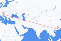 Flyg från Guangzhou, Kina till Trieste, Italien