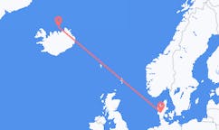 Vluchten van Grimsey, IJsland naar Billund, Denemarken