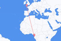 Loty z Libreville, Gabon do Brześcia, Francja