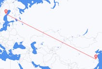 Flyg från Nanjing, Kina till Umeå, Sverige