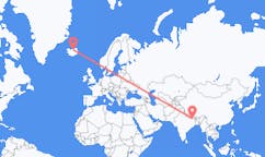航班从尼泊尔贾纳克普尔市到阿克雷里市，冰岛塞尔