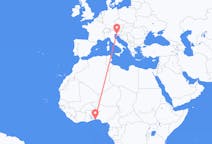Flyreiser fra Cotonou, Benin til Trieste, Italia