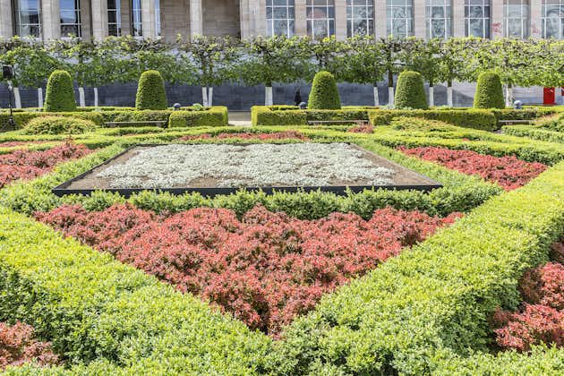 Photo of famous Kunstberg or Mont des Arts (Mount of the arts) gardens. By end of 19th century, King Leopold II had idea to convert hill into a Mont des Arts gardens. Brussels, Belgium.