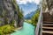photo of Aare Gorge (Aareschlucht) - section of the river Aare that carves through a limestone ridge near the town of Meiringen ,Switzerland.