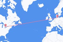 カナダのロンドンからドイツのリューベックまでのフライト