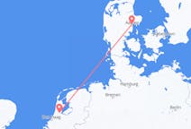 デンマークのオーフスからから、オランダのアムステルダムまでのフライト