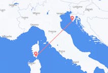 Vluchten van Pula, Kroatië naar Figari, Frankrijk