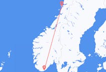 Loty z Sandnessjøen, Norwegia do Kristiansand, Norwegia