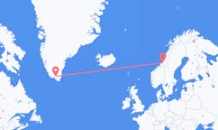 Flyg från Narsarsuaq, Grönland till Namsos, Norge