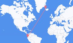 Flights from the city of Guayaquil, Ecuador to the city of Ísafjörður, Iceland