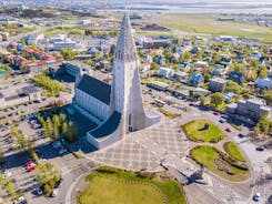 Photo of aerial view of Kópavogur, Iceland in the outskirts of Reykjavik.