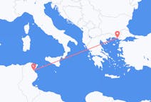 チュニジアのエンフィダから、ギリシャのアレクサンドルポリまでのフライト