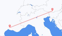 Flyg från Klagenfurt, Österrike till Nimes, Frankrike
