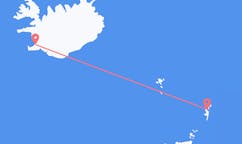 Vols depuis la ville de Îles Shetland vers la ville de Reykjavik