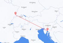 Flyg från Rijeka, Kroatien till Mulhouse, Schweiz