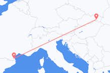 Flyreiser fra Perpignan, Frankrike til Kosice, Slovakia