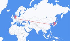 Vluchten van Kobe, California, Japan naar Maastricht, Nederland
