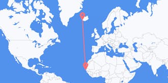 Flyg från Senegal till Island