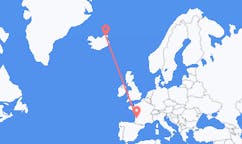 アイスランドのトールスホーンから、フランスのボルドーまでのフライト
