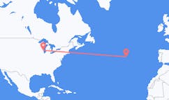 Flyreiser fra Milwaukee, USA til Corvo Island, Portugal