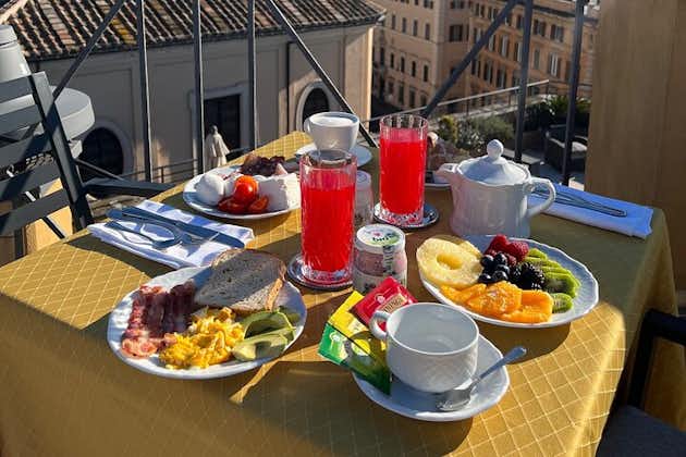 Breakfast on amazing rooftop view 
