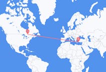 Flyg från Rouyn-Noranda, Kanada till Rhodes, England, Grekland