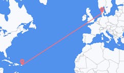 Flyrejser fra Vieques, USA til Billund, Danmark