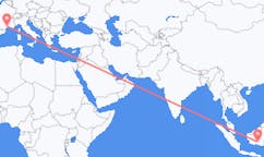 Flyg från Palangka Raya, Indonesien till Montpellier, Frankrike