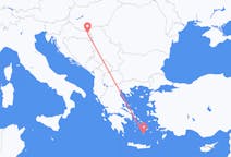 クロアチアのから オシエク、ギリシャのへ サントリーニ島フライト