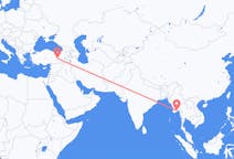 Flyg från Rangoon, Myanmar (Burma) till Elazig, Turkiet