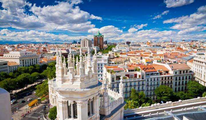 Photo of aerial  panoramic view of Madrid, Spain.