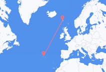 フェロー諸島のから ソルヴァーグル、ポルトガルのへ テルセイラ島フライト