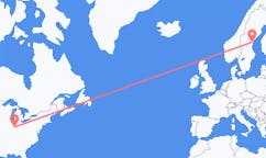Flyg från Indianapolis, USA till Sundsvall, Sverige