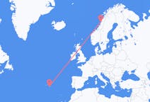 Flug frá Sandnessjøen, Noregi til Ponta Delgada, Portúgal