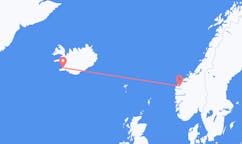 航班从挪威沃尔达市到雷克雅维克市，冰岛塞尔