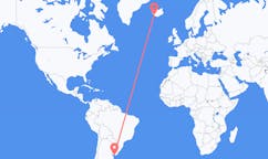 Voli dalla città di Montevideo, l'Uruguay alla città di Reykjavik, l'Islanda
